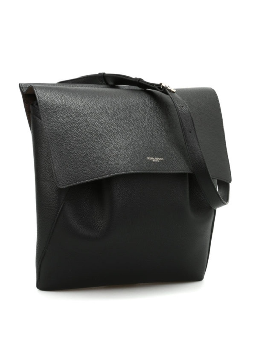 Nina Ricci Gaby Top Handle Bag in Black Pebbled Leather